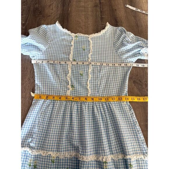 vintage 80s gingham plaid short sleeve maxi dress‎ - Picture 5 of 8